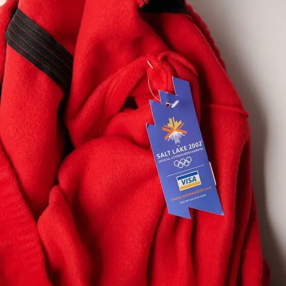 Vintage Salt Lake 2002 Olympics Full Zip Fleece Vest Men's XL Red Mock Neck NWT - Picture 8 of 10